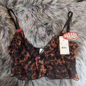 Parade Leopard Silky Print Wireless Bralette - Size XS